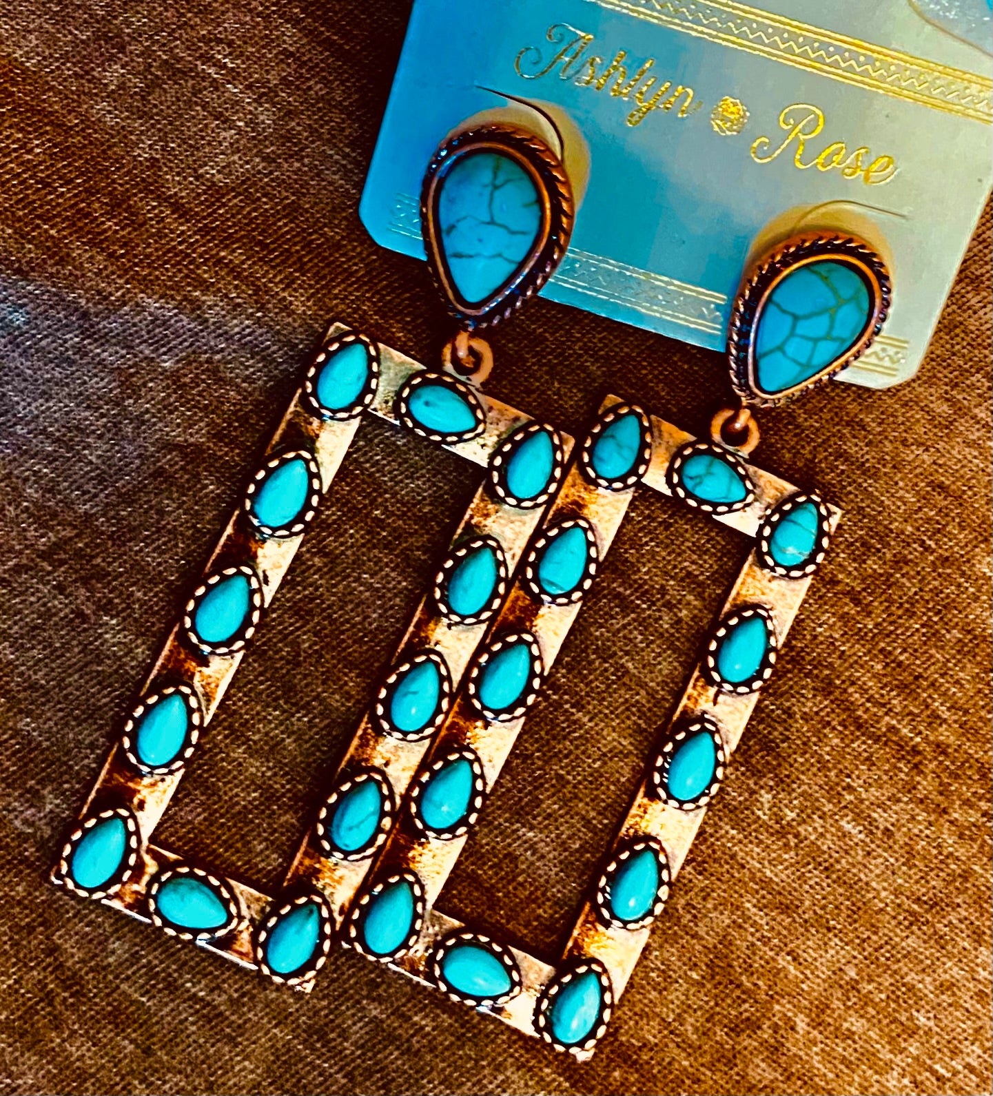 RectangleBlue Dangle Earrings