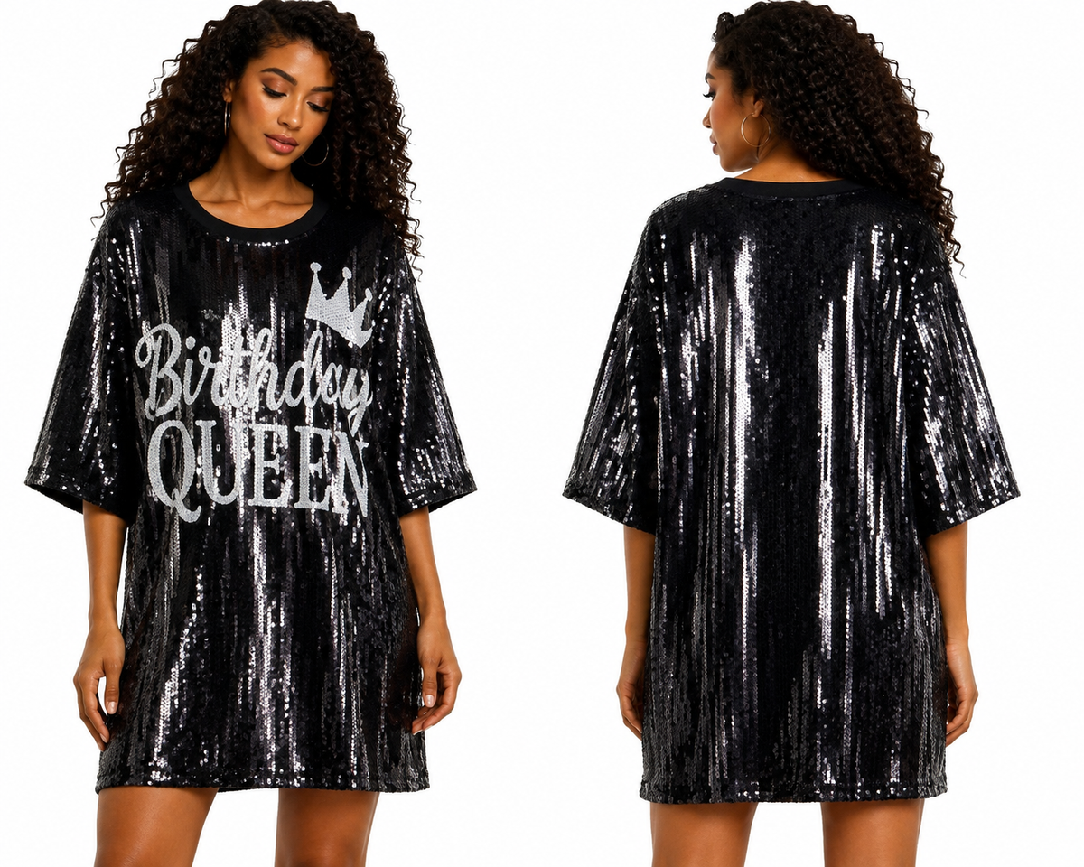 Birthday Queen Dress (black) fits small medium large
