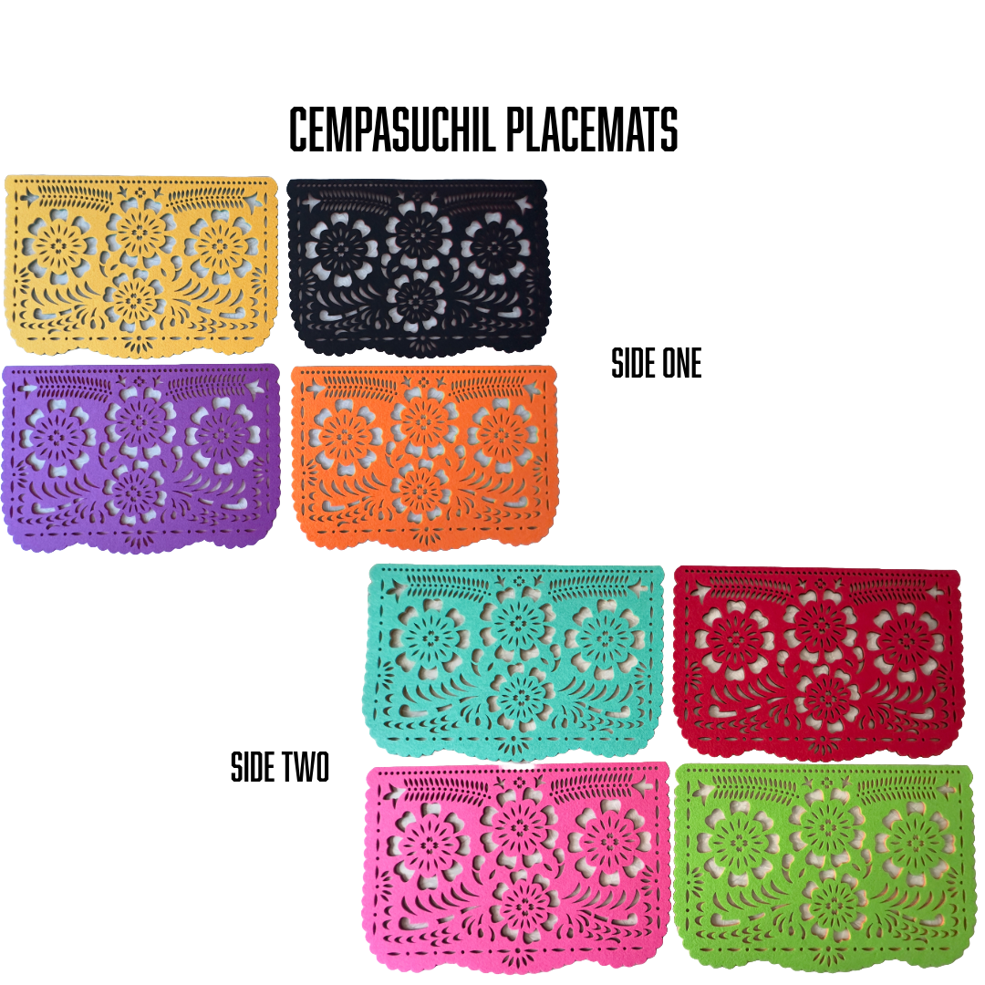 Double-sided Felt "Papel Picado" Placemat Sets (Florals)