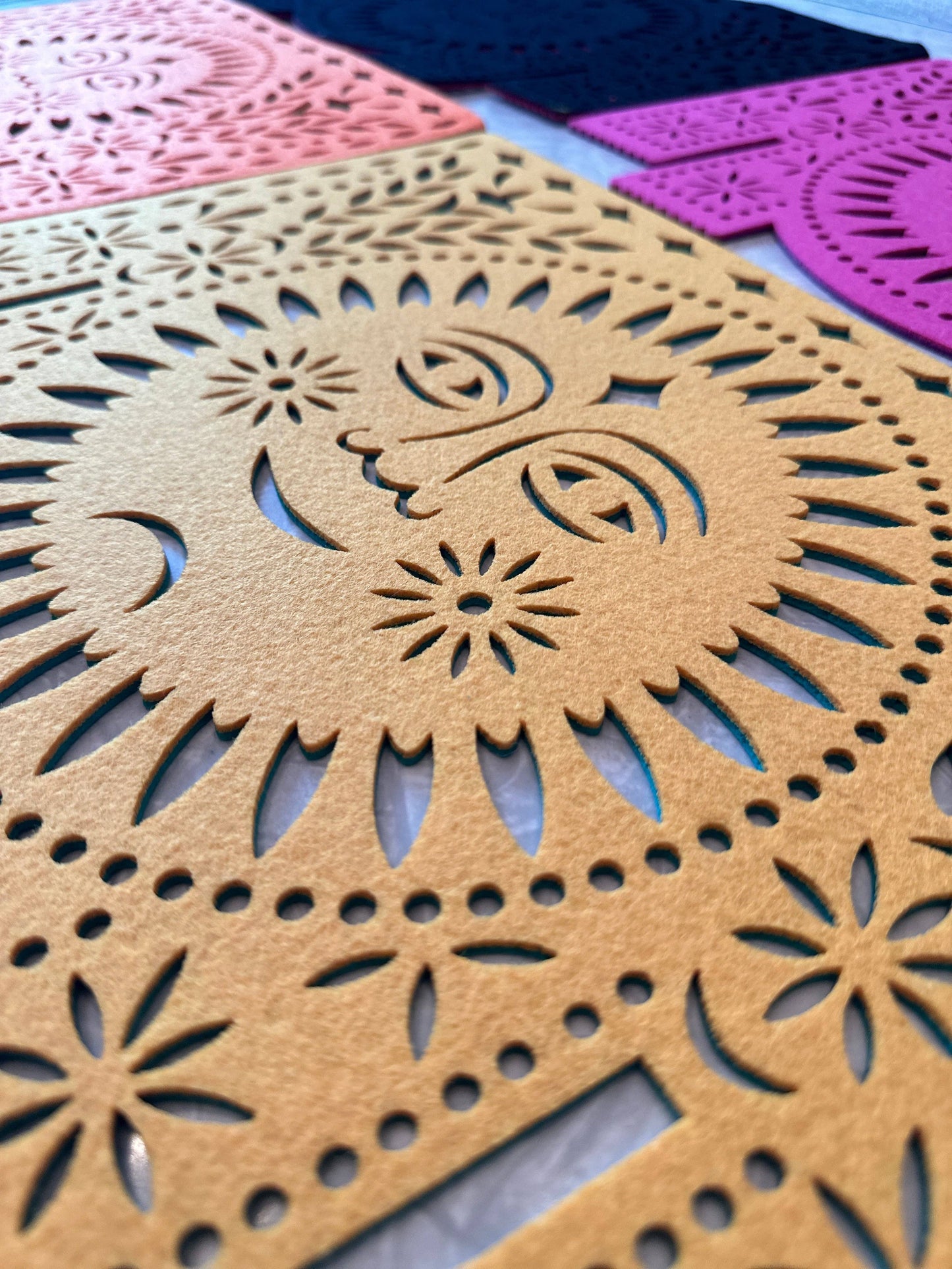 Double-sided Felt "Papel Picado" Placemat Sets (Florals)