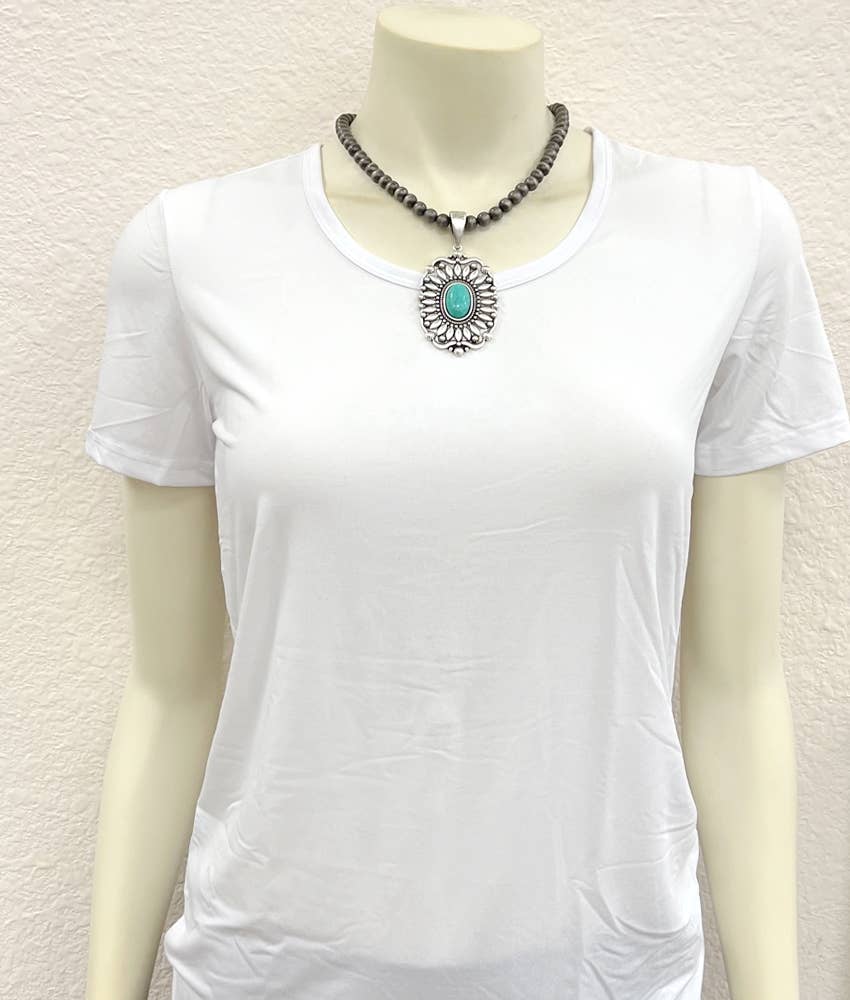 735153, 16" Handmade Navajo Concho Turquoise Necklace