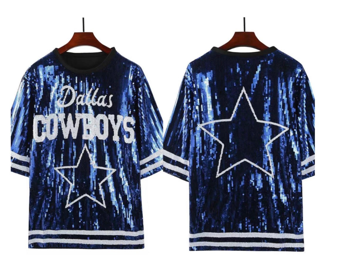 Custom Sequin Dallas Cowboy Dress (OneSize fits Small, Medium, Large)