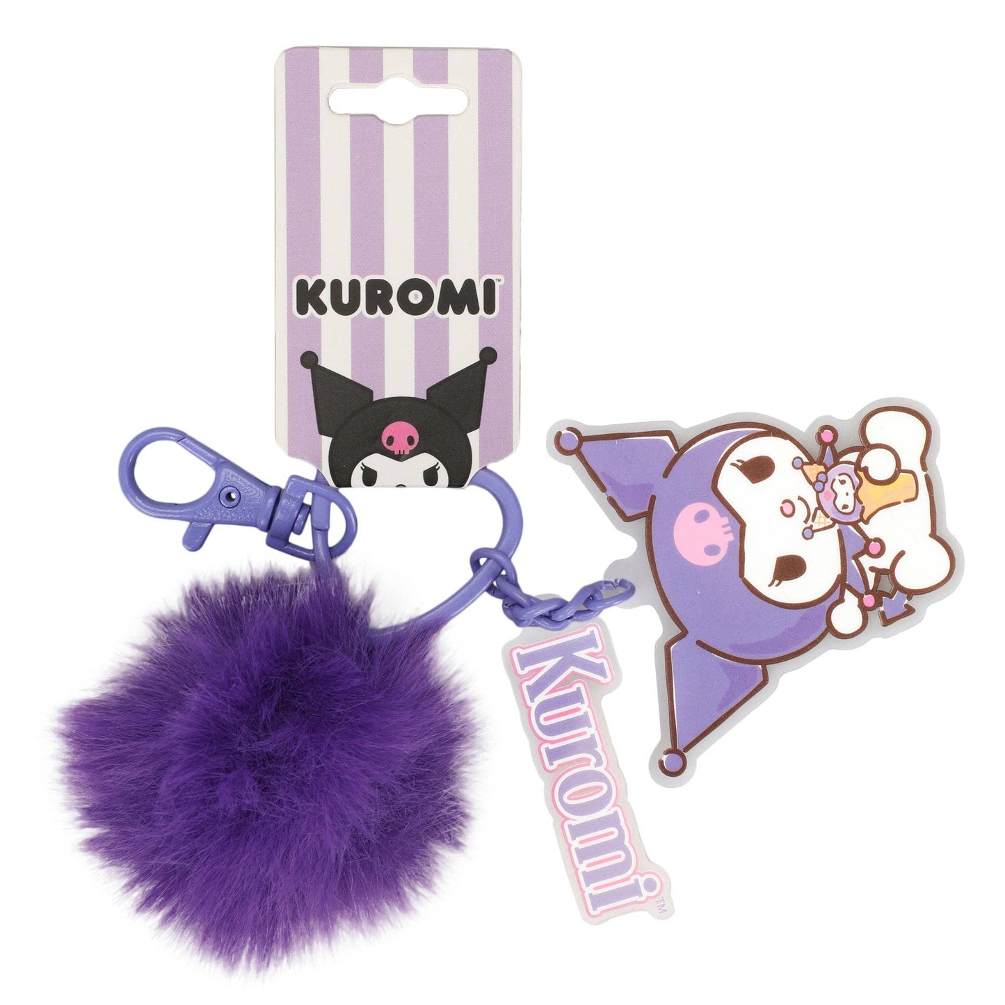 Kuromi Multi-Charm & Pom Pom Keychain