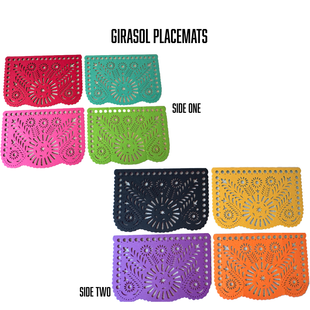 Double-sided Felt "Papel Picado" Placemat Sets (Florals)
