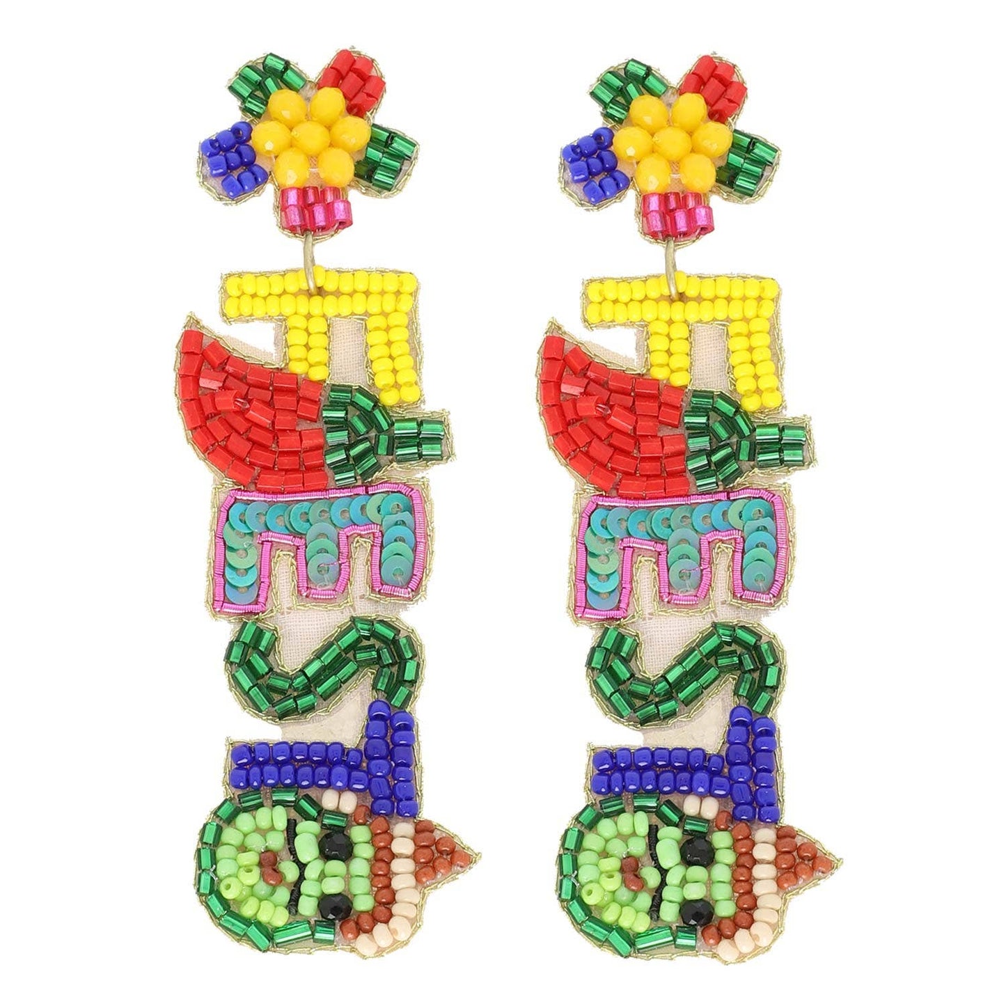 Fiesta Cinco De Mayo Beaded Letter Drop Earrings