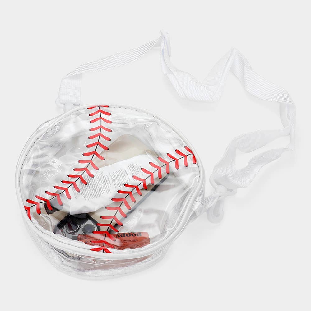 Baseball Transparent Round Crossbody Bag