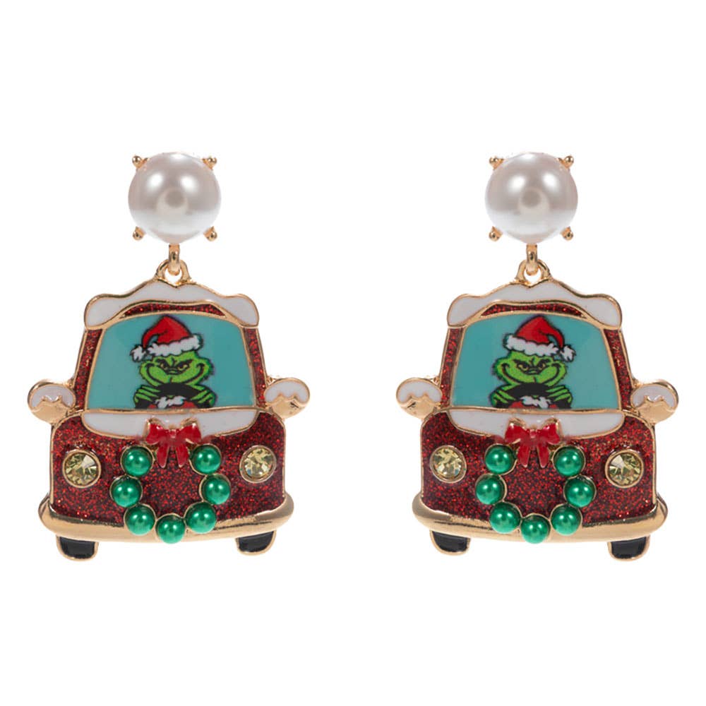 Green Monster Holiday Car Dangle Earrings