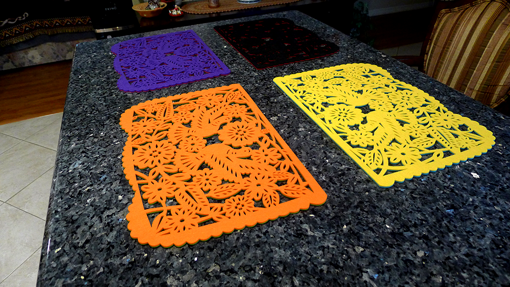 Double-sided Felt "Papel Picado" Placemat Sets (Florals)