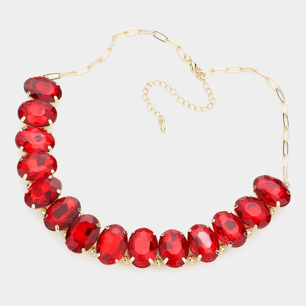 Oval Stone Evening Necklace