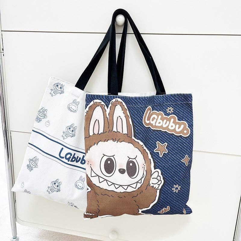 Labubu canvas shoulder bag large capacity tote bag
