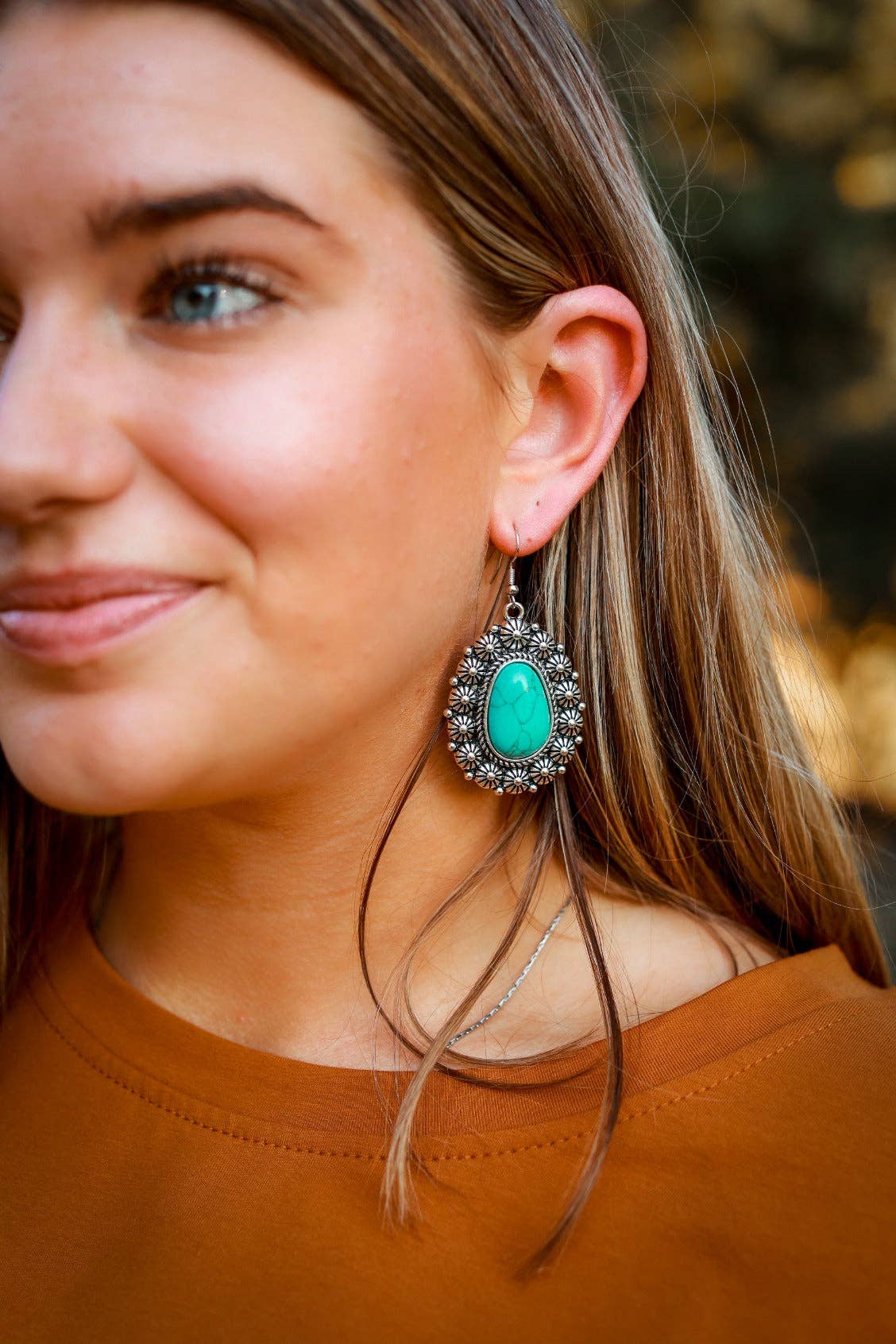 Wild and Free Turquoise Stone Silver Earrings