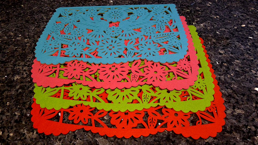 Double-sided Felt "Papel Picado" Placemat Sets (Florals)