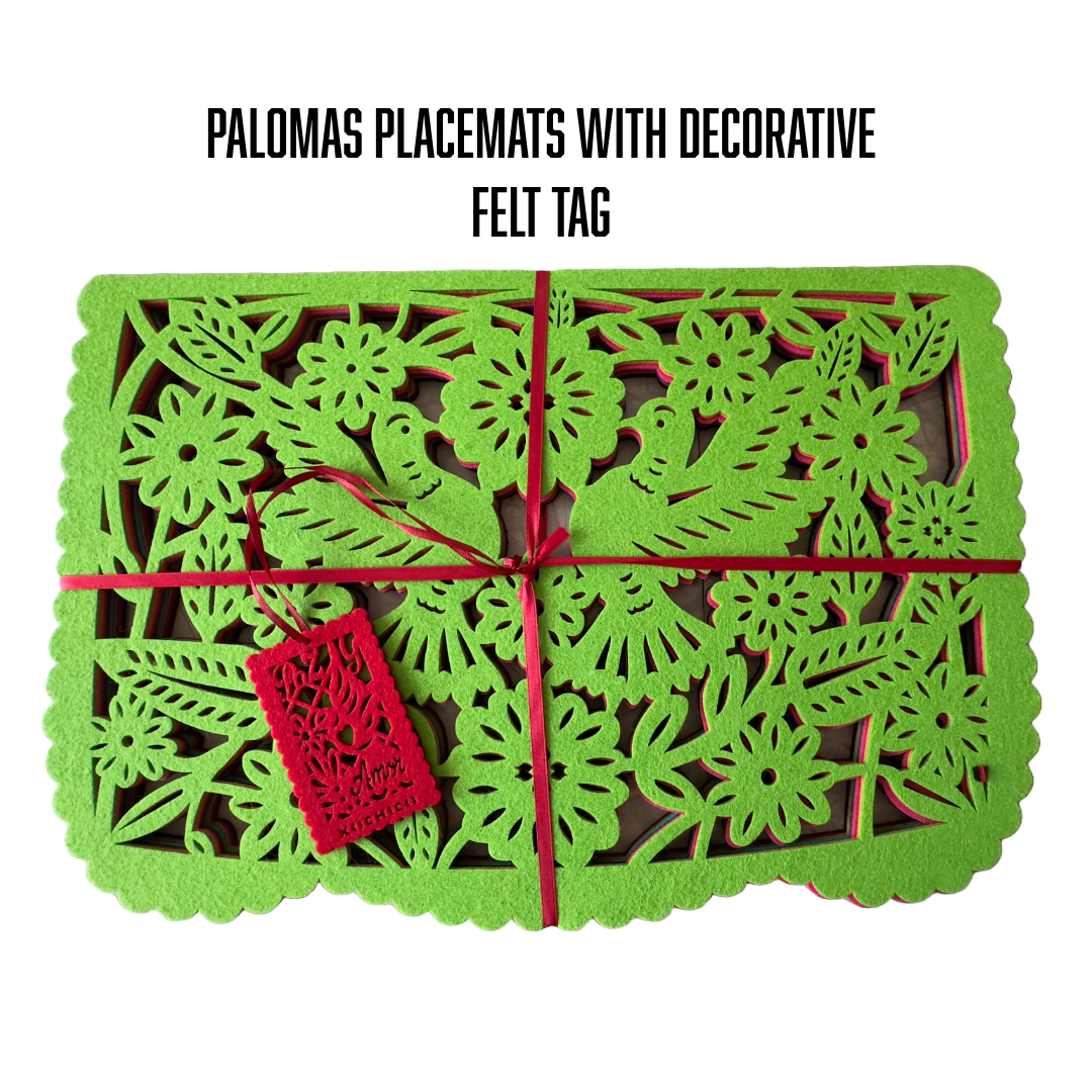 Double-sided Felt "Papel Picado" Placemat Sets (Florals)