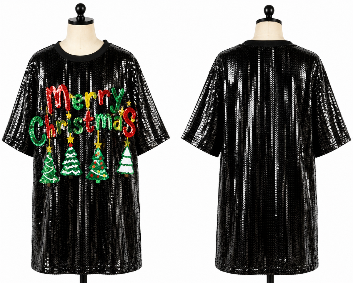 Christmas Holiday black dress (one size) fits small medium large