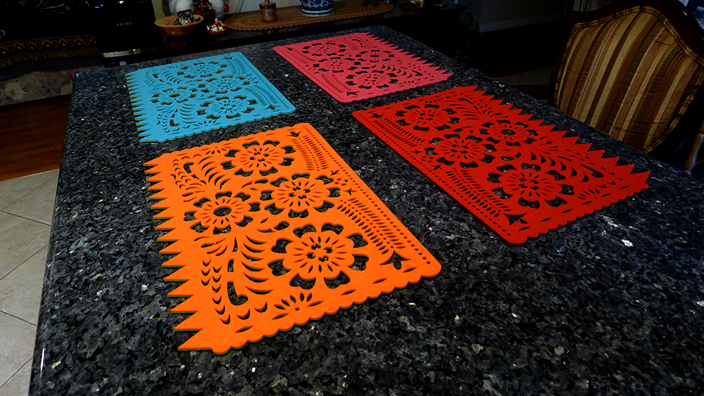 Double-sided Felt "Papel Picado" Placemat Sets (Florals)
