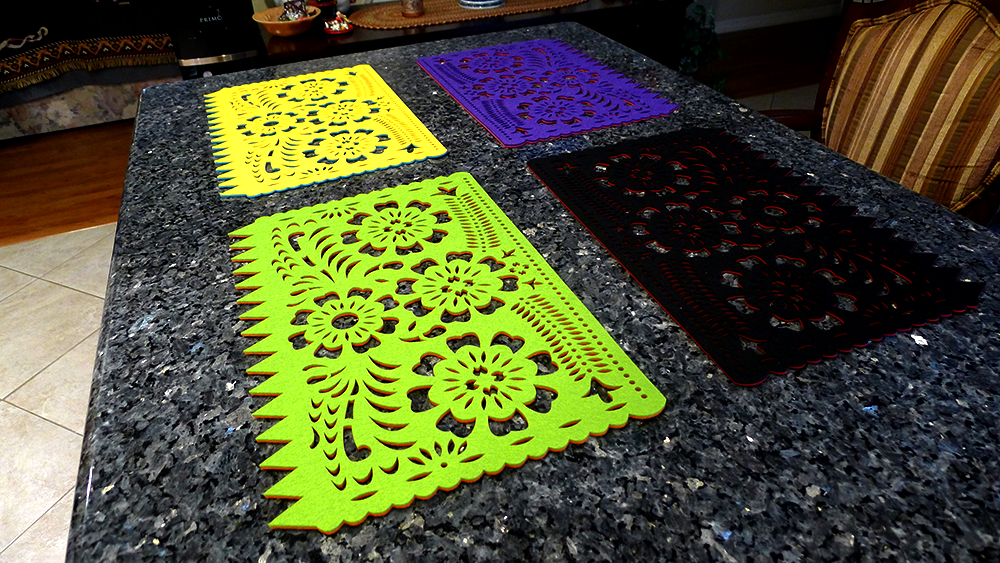 Double-sided Felt "Papel Picado" Placemat Sets (Florals)