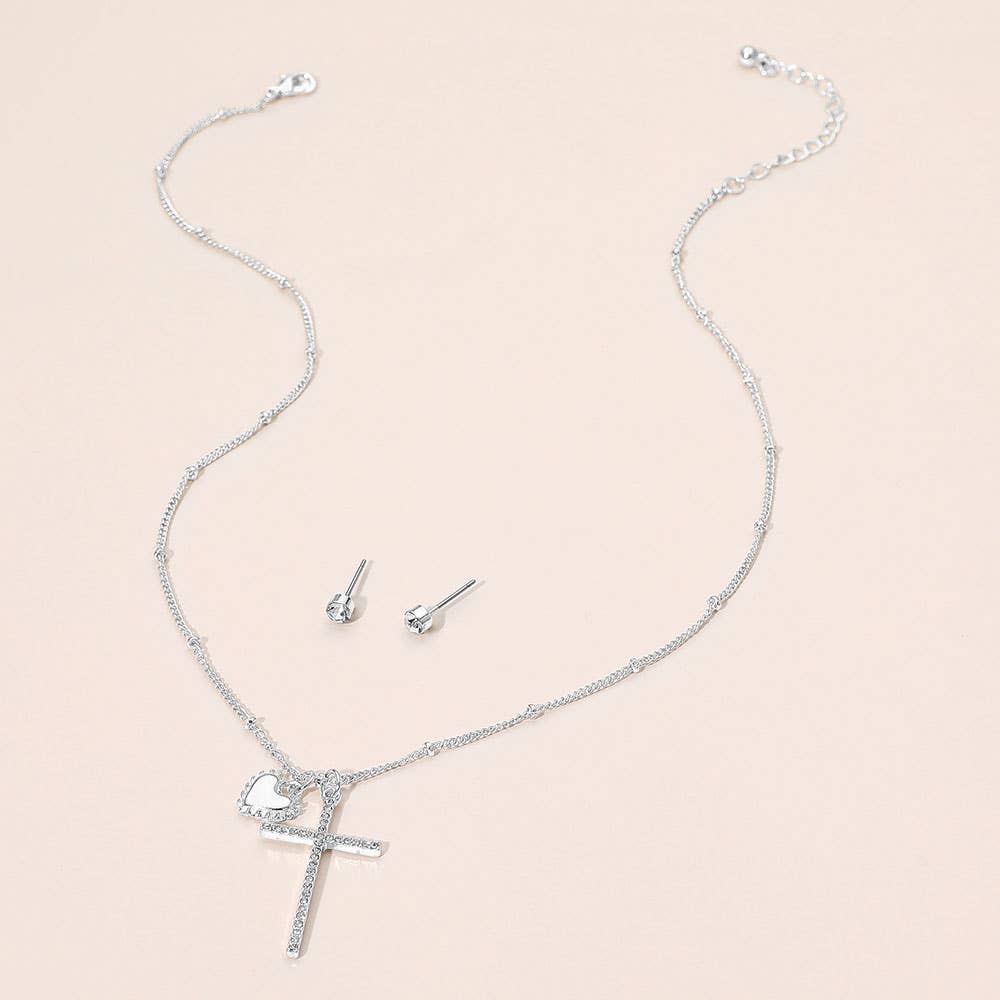 Heart Cross Pendant Necklace