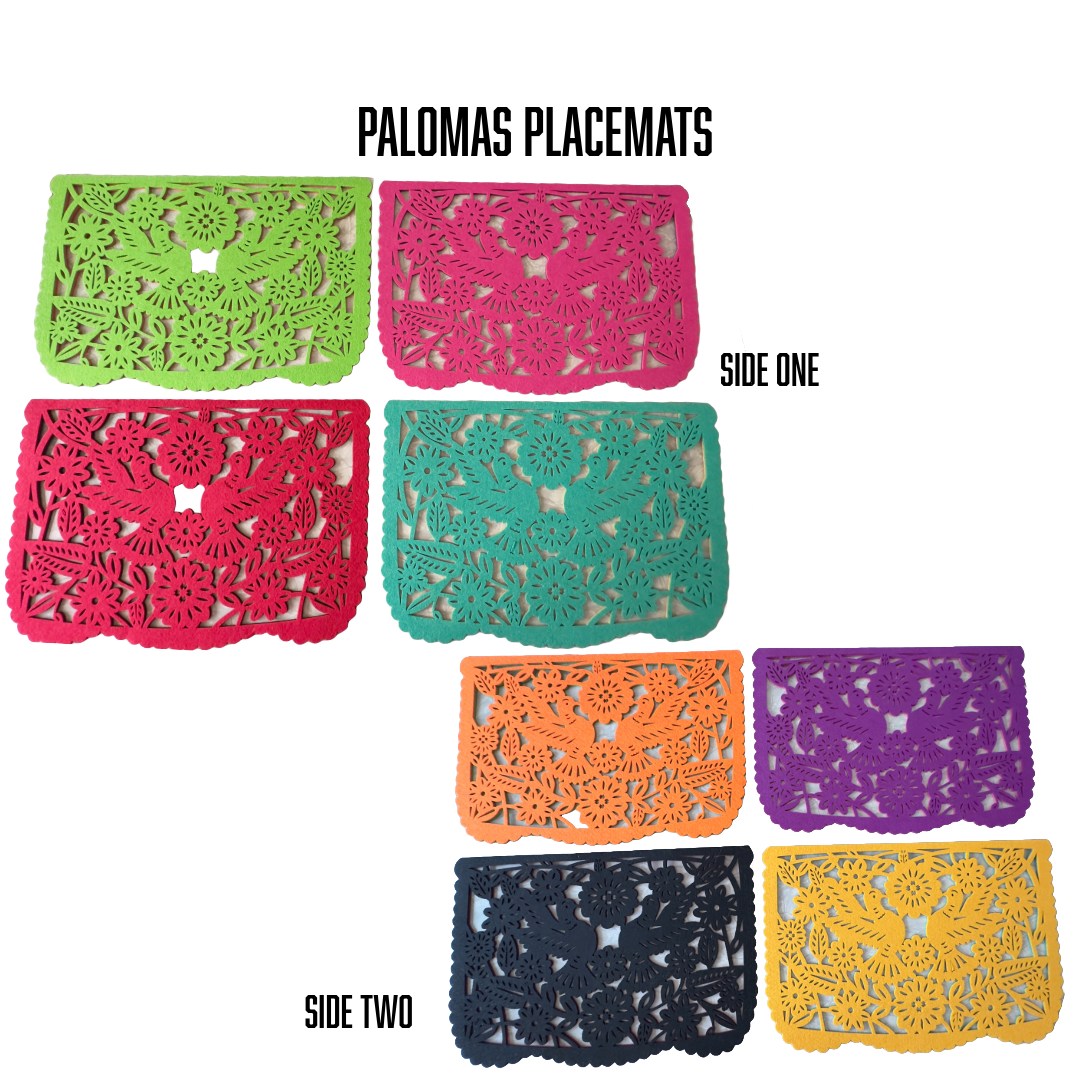 Double-sided Felt "Papel Picado" Placemat Sets (Florals)