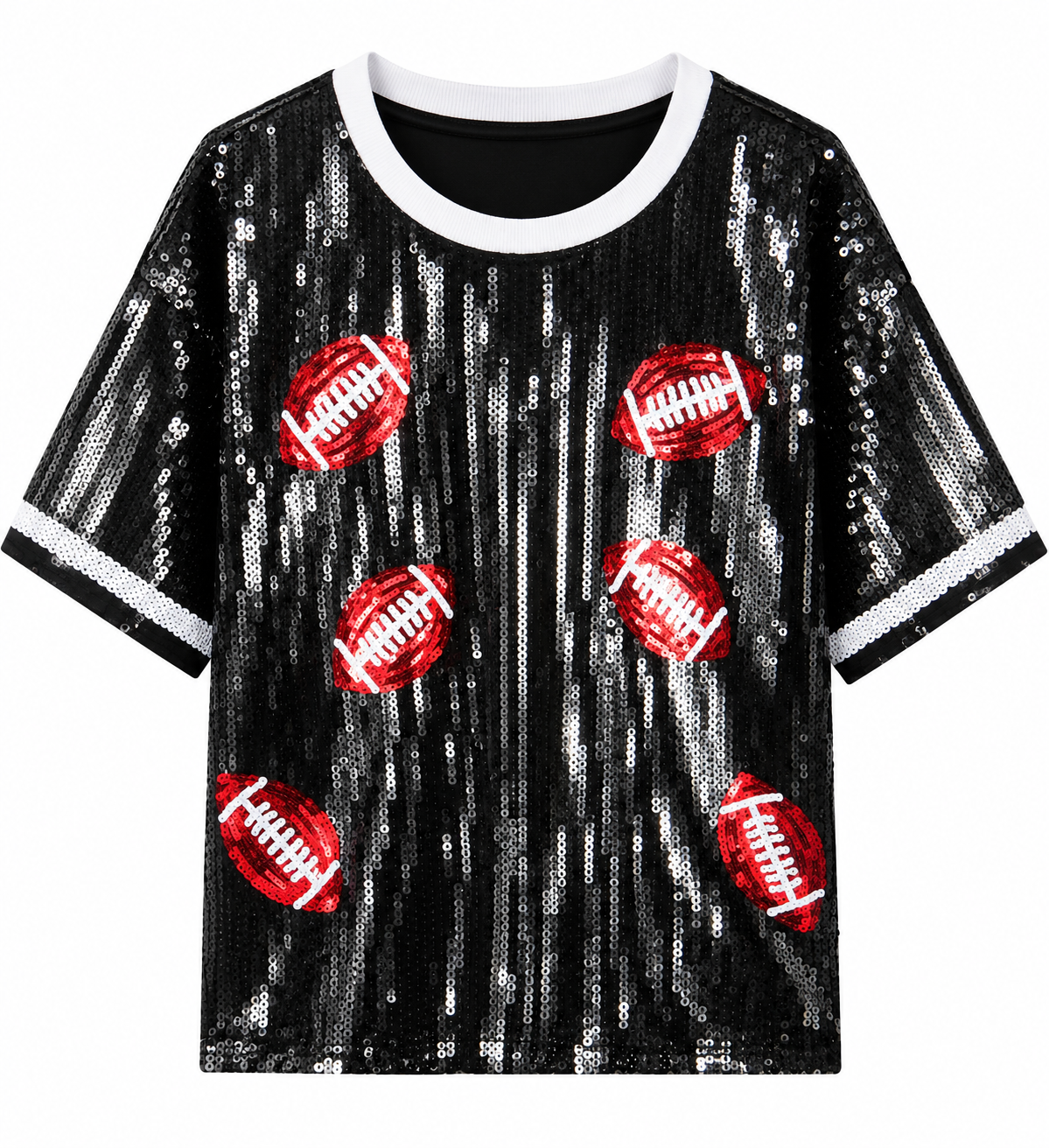 Black sequin football top (one size) fits small medium large