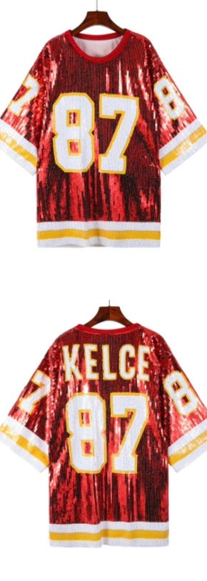 Custom Sequin Travis Kelce Dress (OneSize fits Small, Medium, Large)