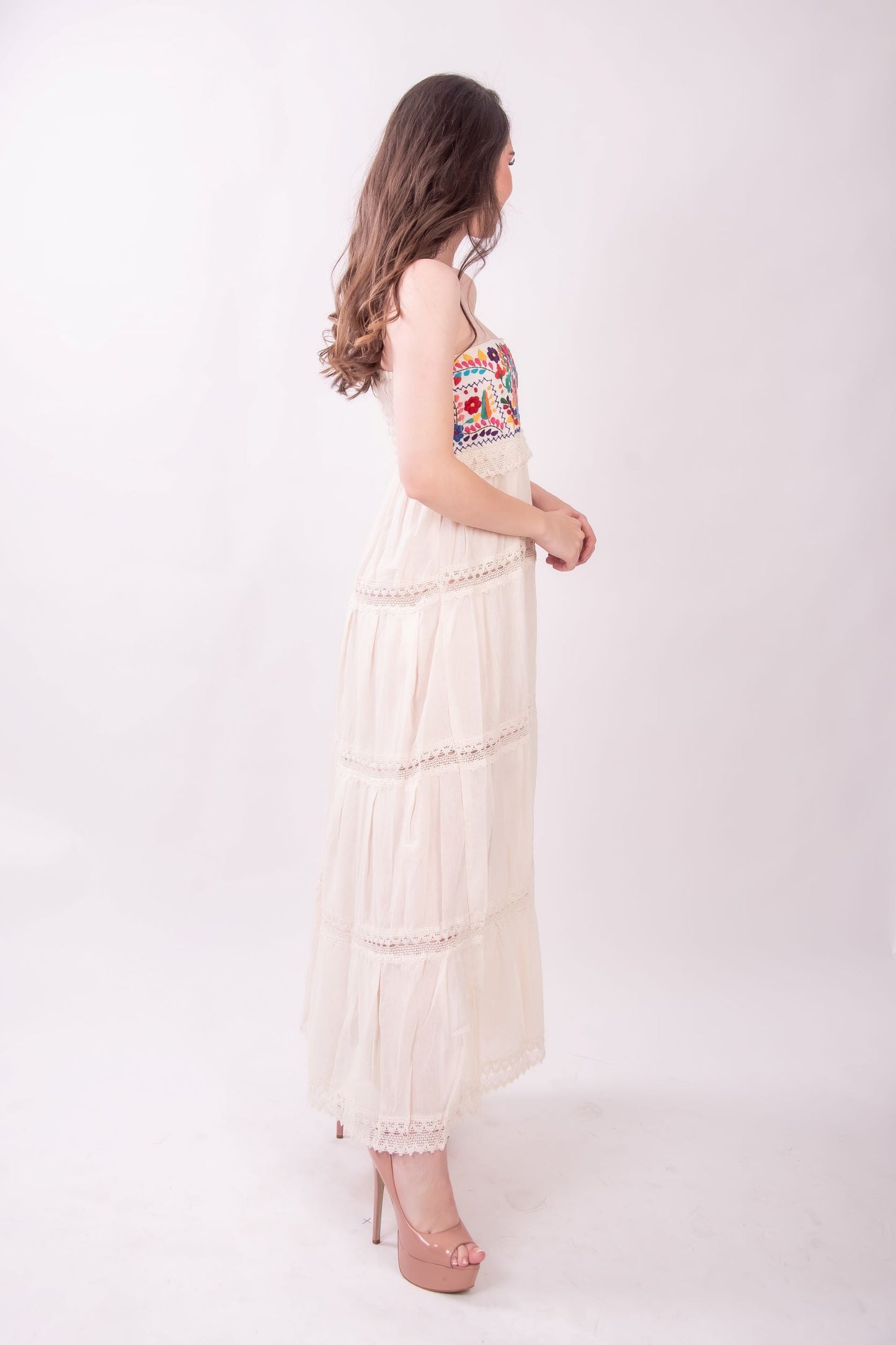 Vallarta Cream Strapless Maxi Dress