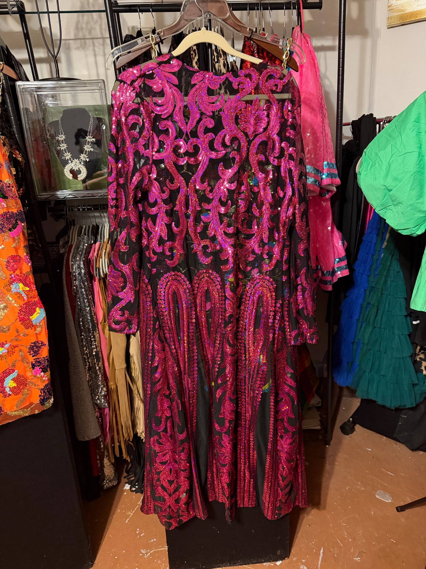 Sequin Hot Pink Duster