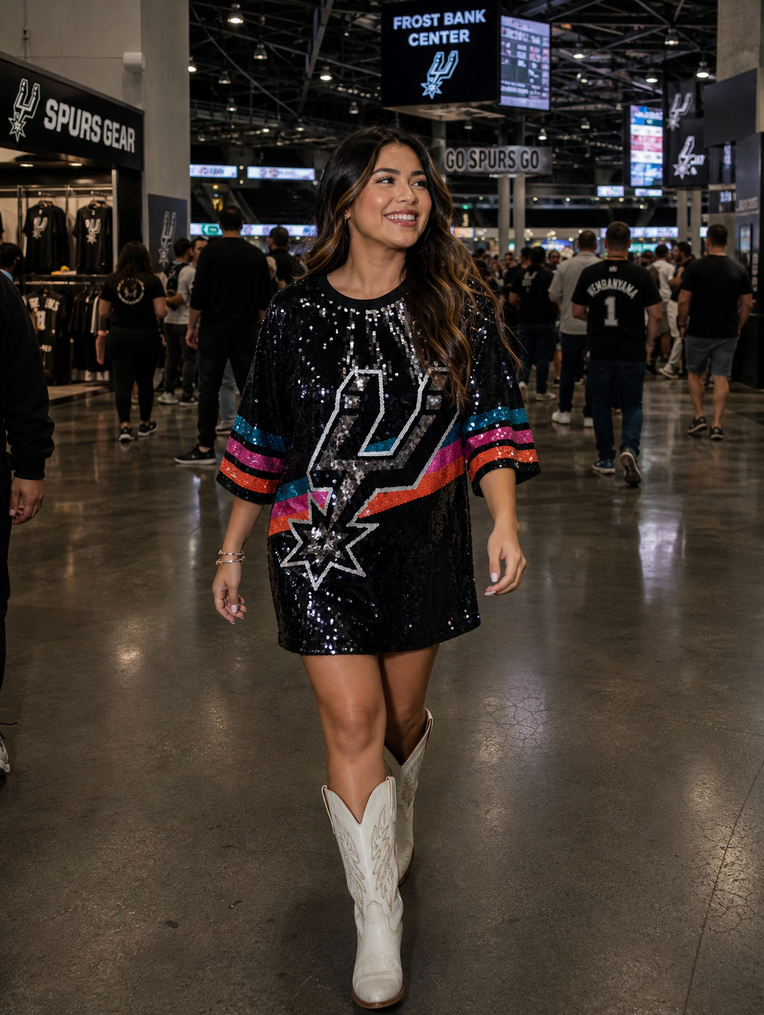 Custom Sequin Spurs Dress (OneSize fits Small, Medium, Large)