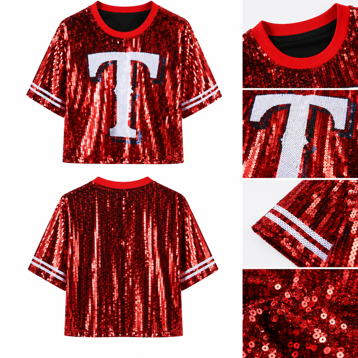 Red Texas Rangers Sequin top (onesize size) fits small medium large