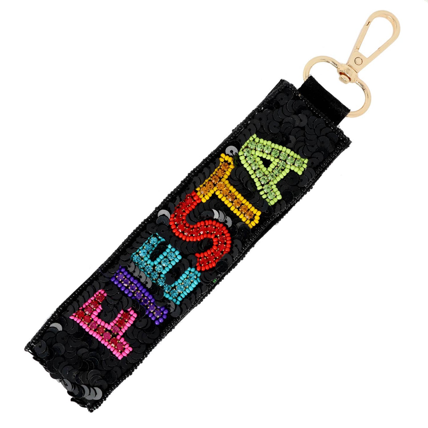 Fiesta Long Strip Seed Beaded Sequins Keychain