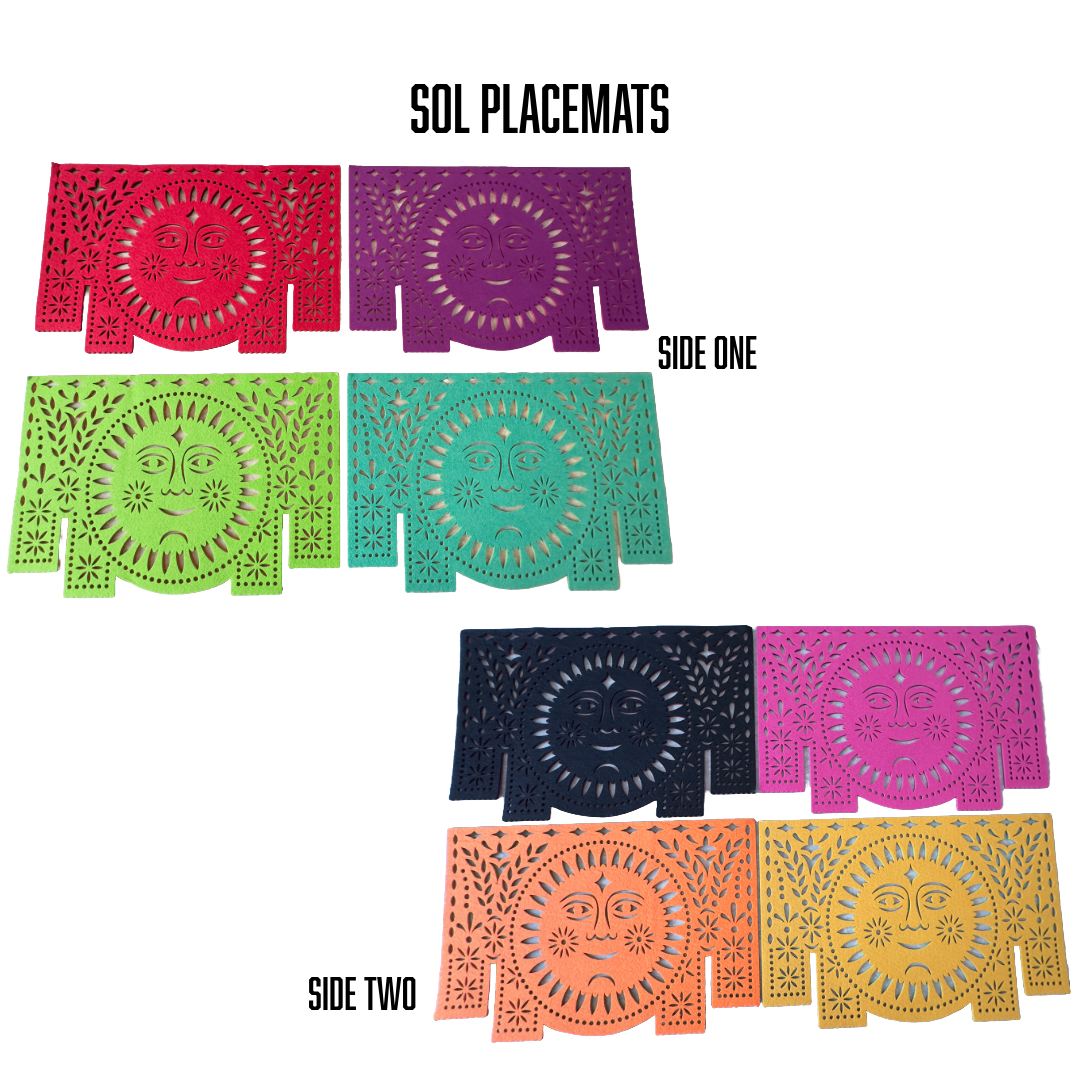 Double-sided Felt "Papel Picado" Placemat Sets (Florals)