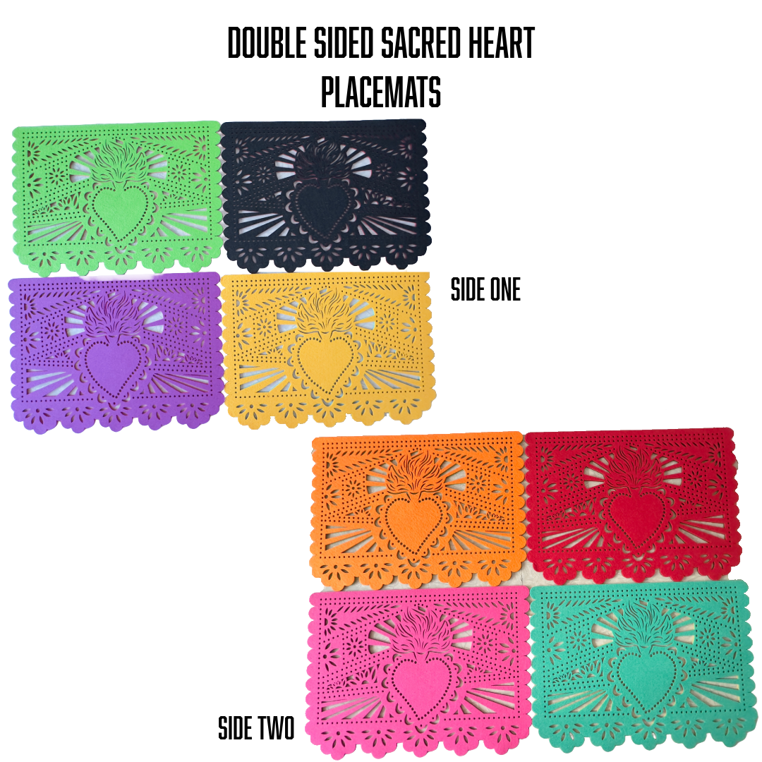 Double-sided Felt "Papel Picado" Placemat Sets (Florals)