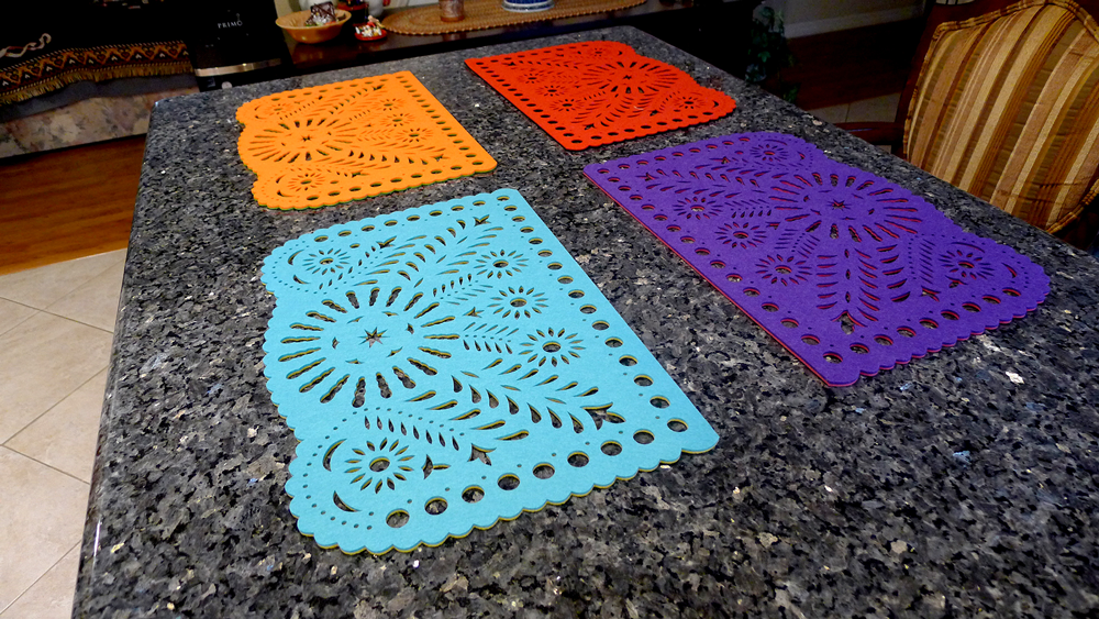 Double-sided Felt "Papel Picado" Placemat Sets (Florals)