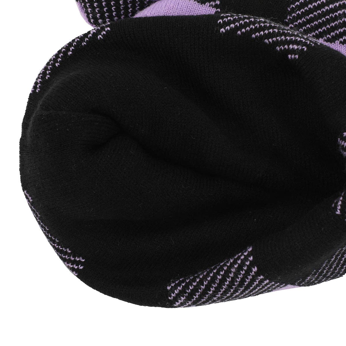 Kuromi Buffalo Plaid 3D Cuff Beanie
