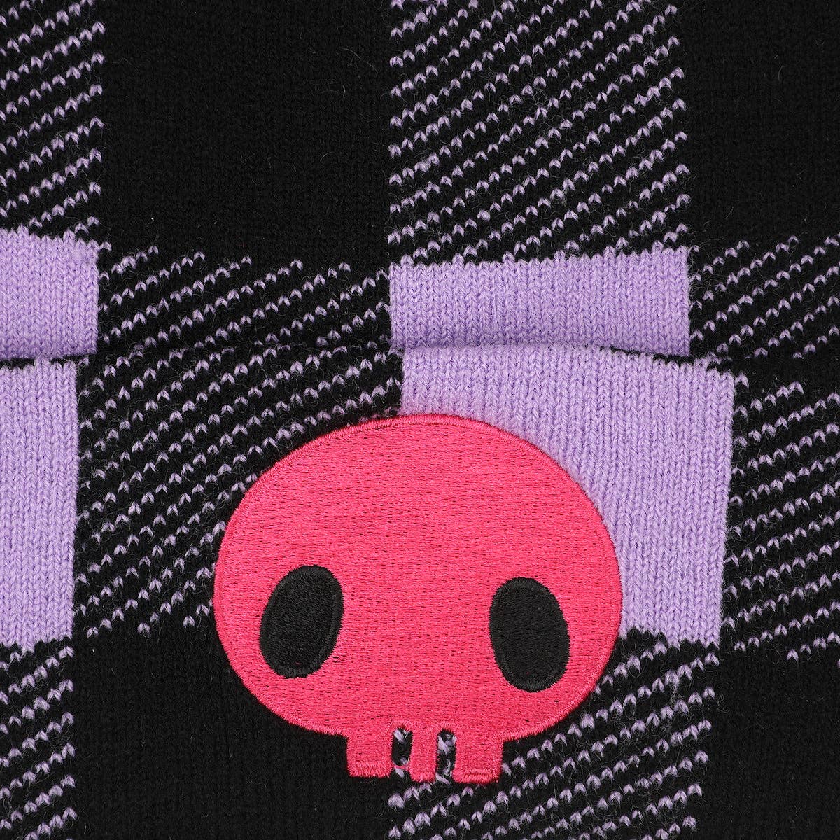 Kuromi Buffalo Plaid 3D Cuff Beanie