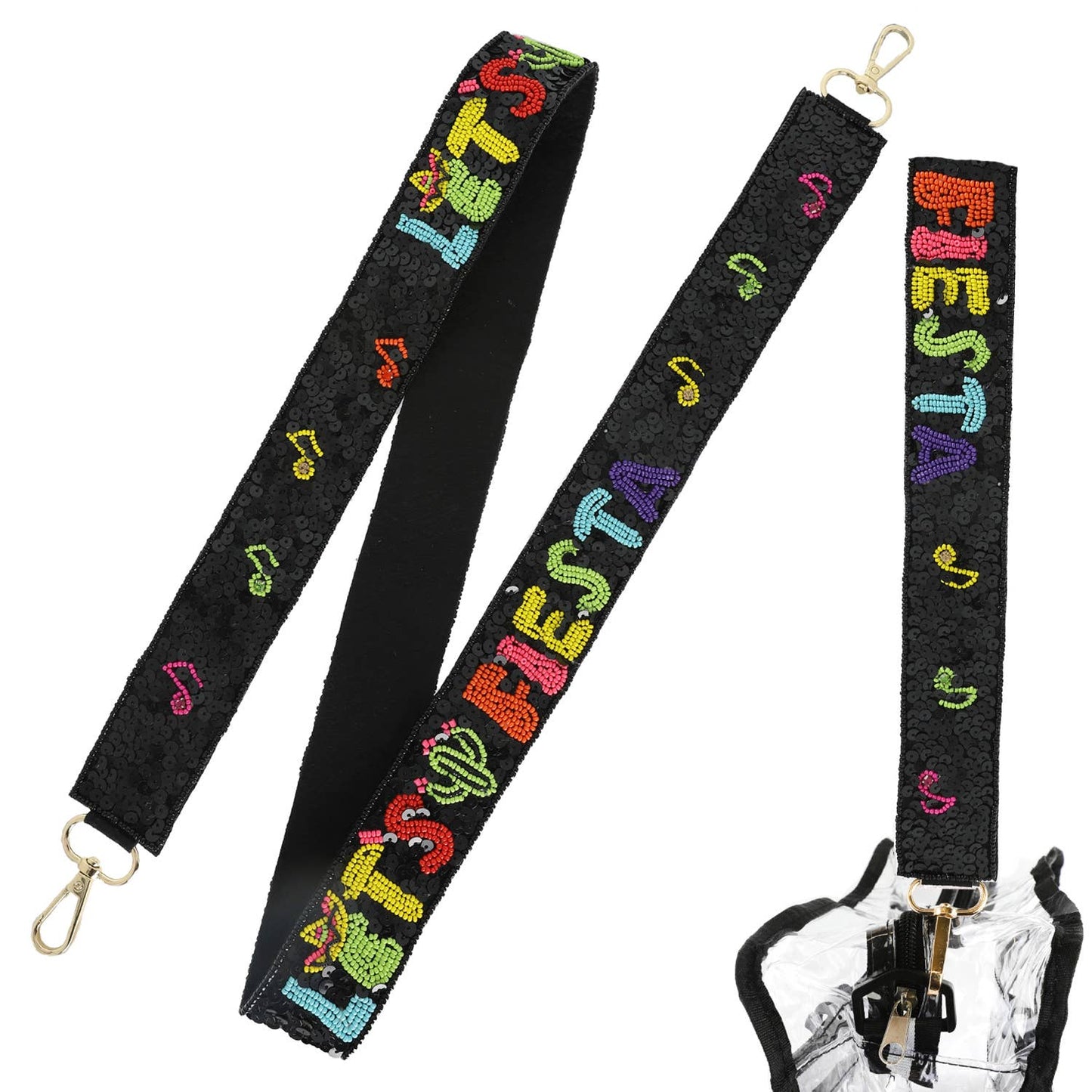 Let's Fiest Seed Beaded Sequin Shoulder Bag Strap