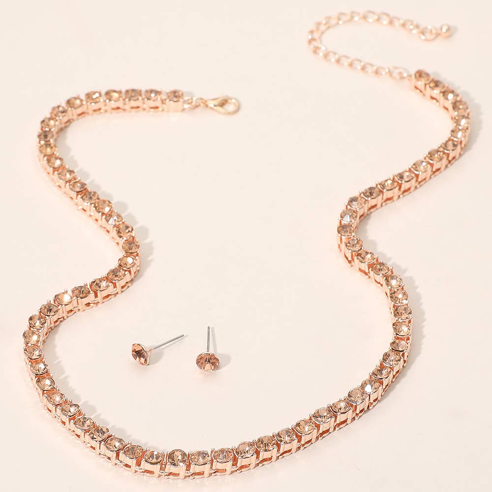 Rhinestone Tennis Chain Necklace