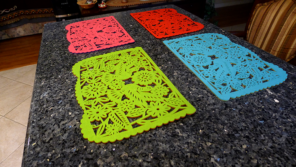 Double-sided Felt "Papel Picado" Placemat Sets (Florals)