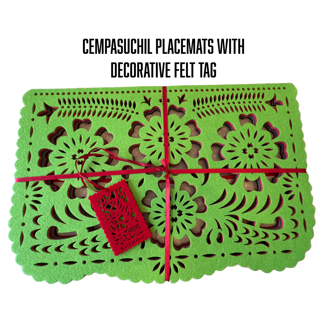 Double-sided Felt "Papel Picado" Placemat Sets (Florals)