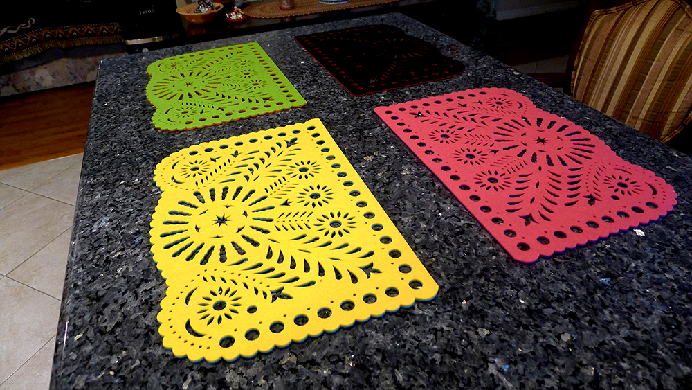 Double-sided Felt "Papel Picado" Placemat Sets (Florals)
