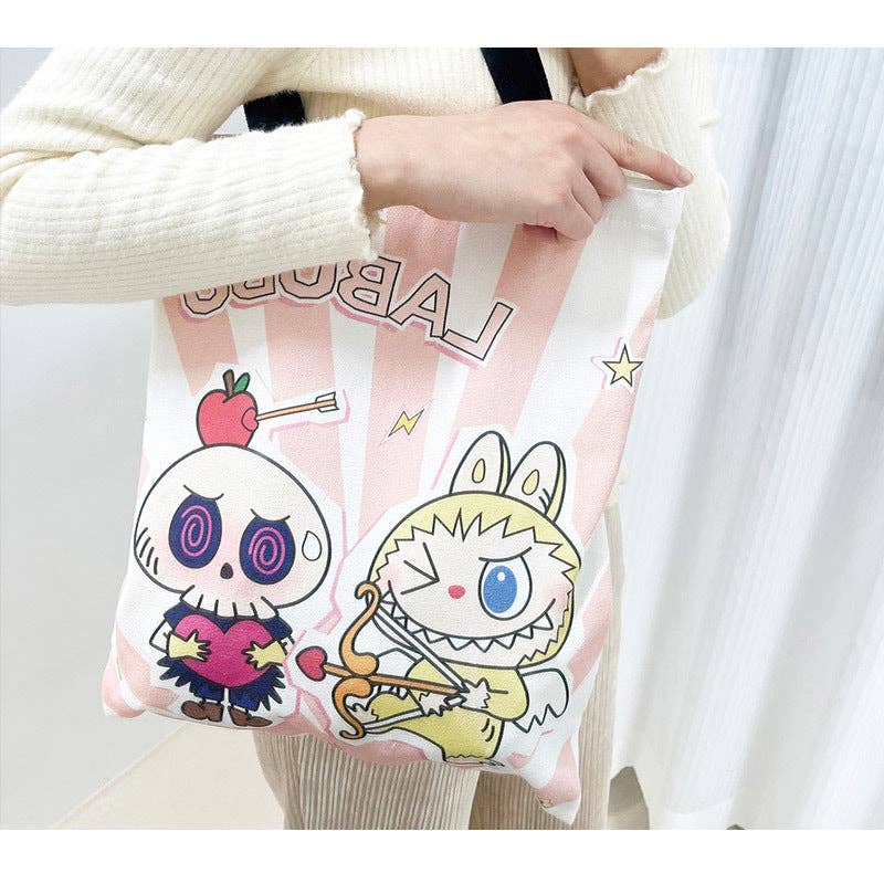 Labubu canvas shoulder bag large capacity tote bag