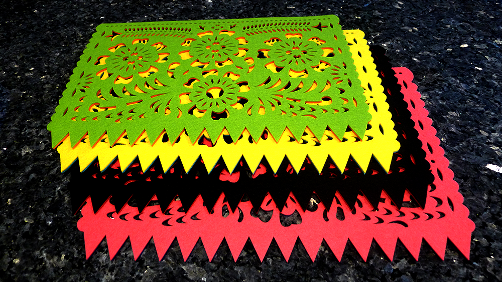 Double-sided Felt "Papel Picado" Placemat Sets (Florals)