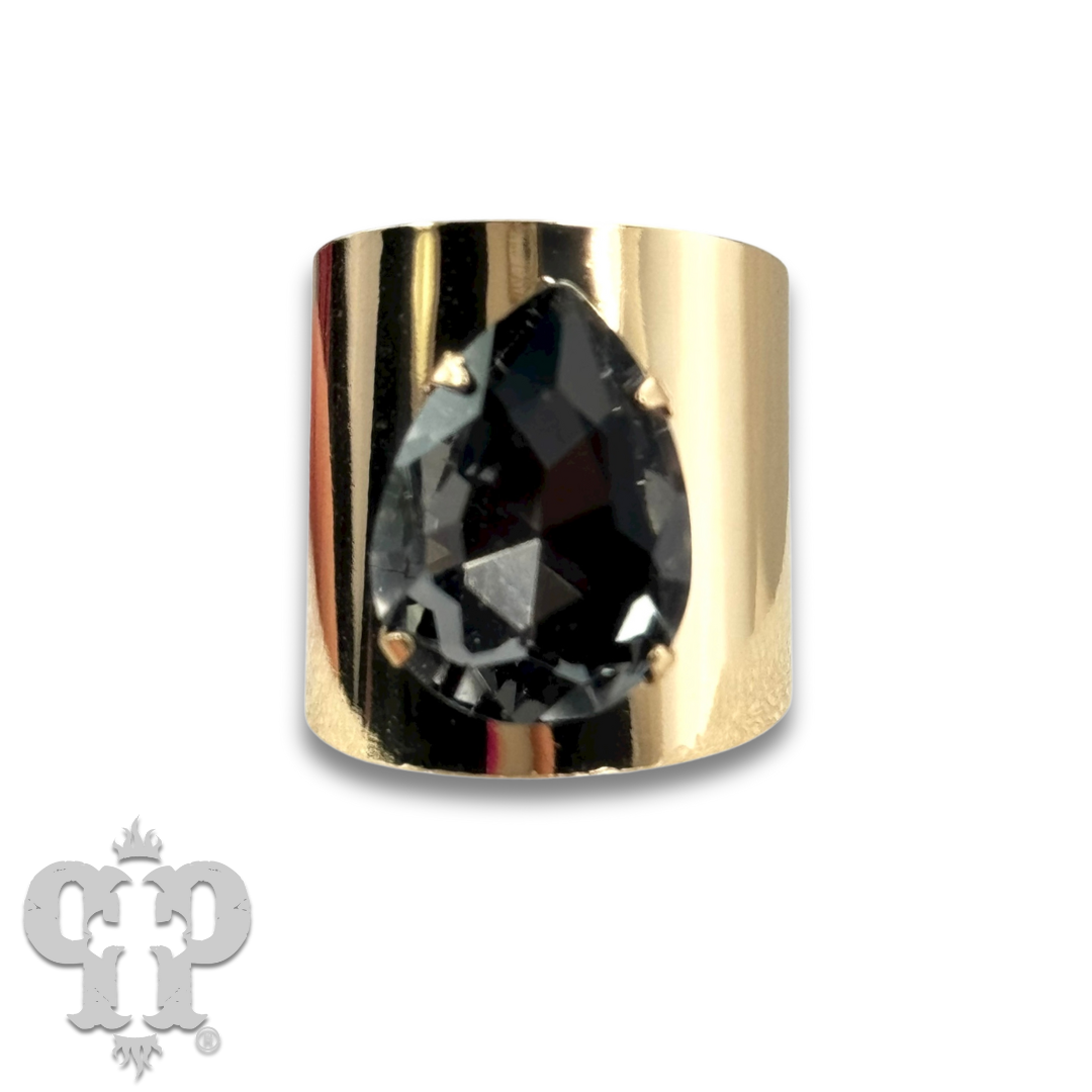 Rhinestone teardrop adjustable base ring - LC