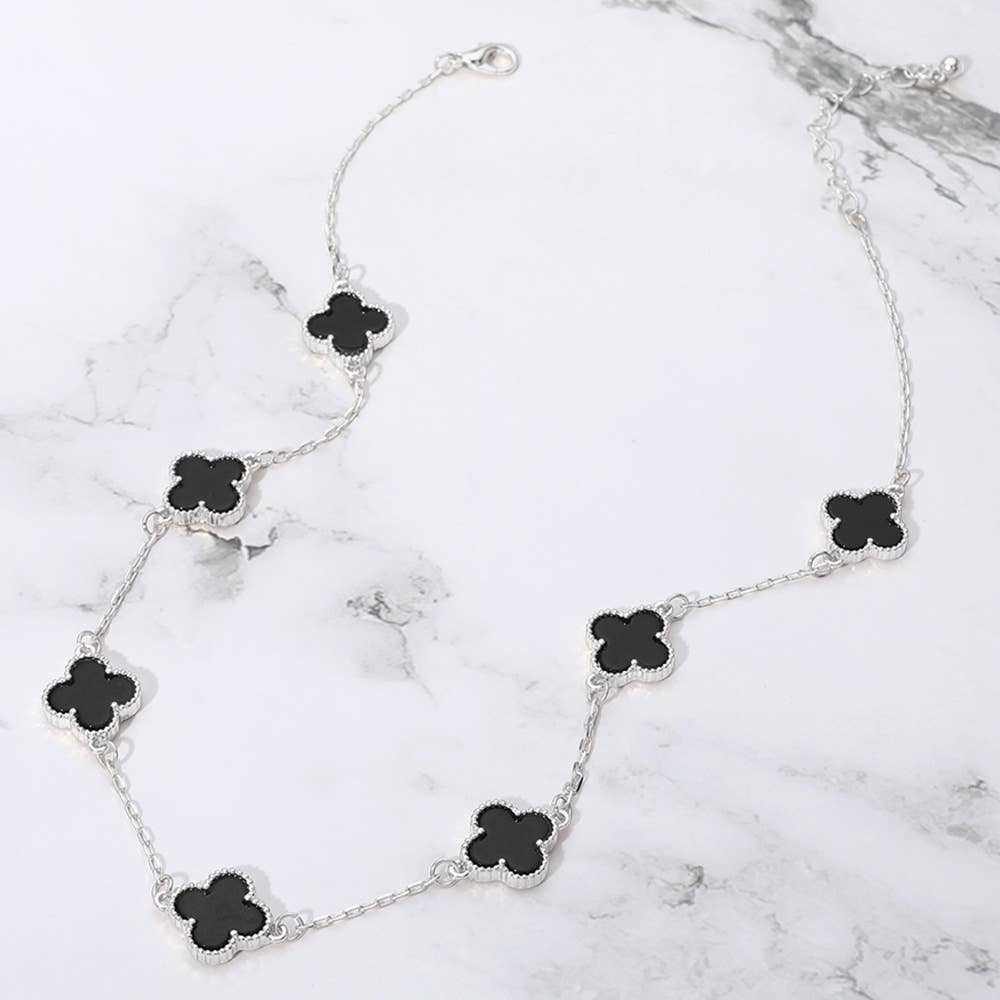 Quatrefoil Stone Station Necklace