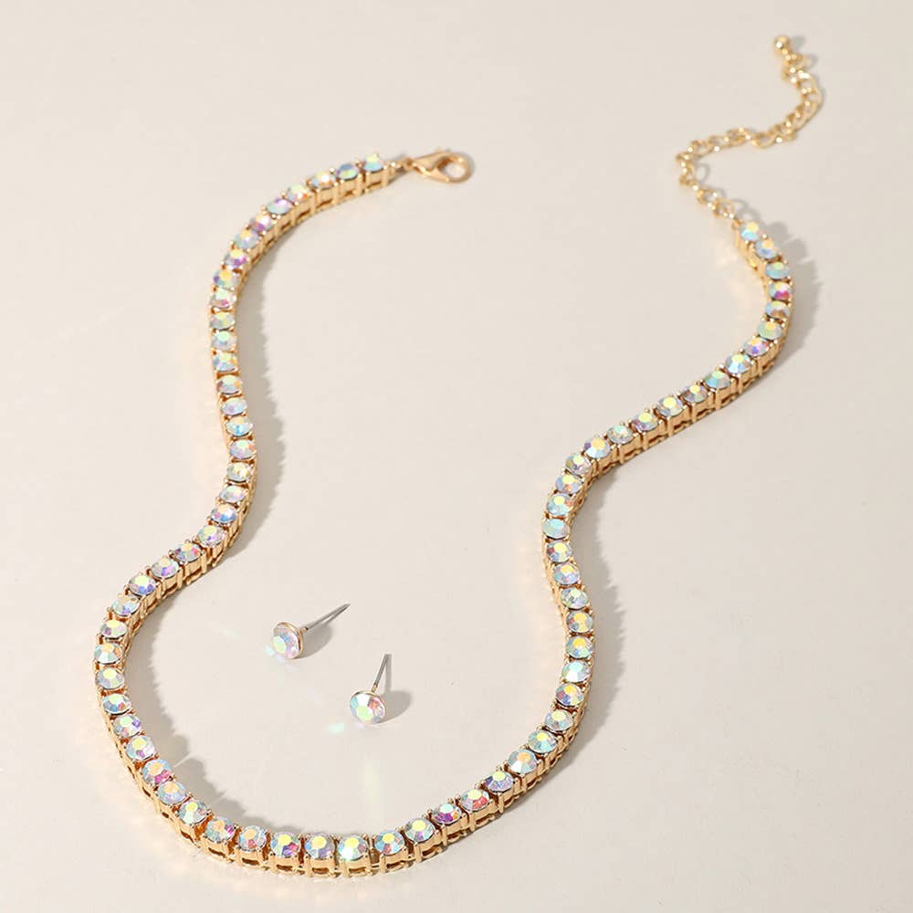 Rhinestone Tennis Chain Necklace
