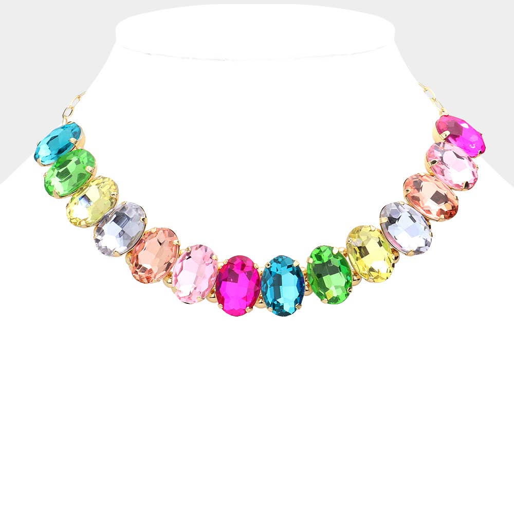 Oval Stone Evening Necklace