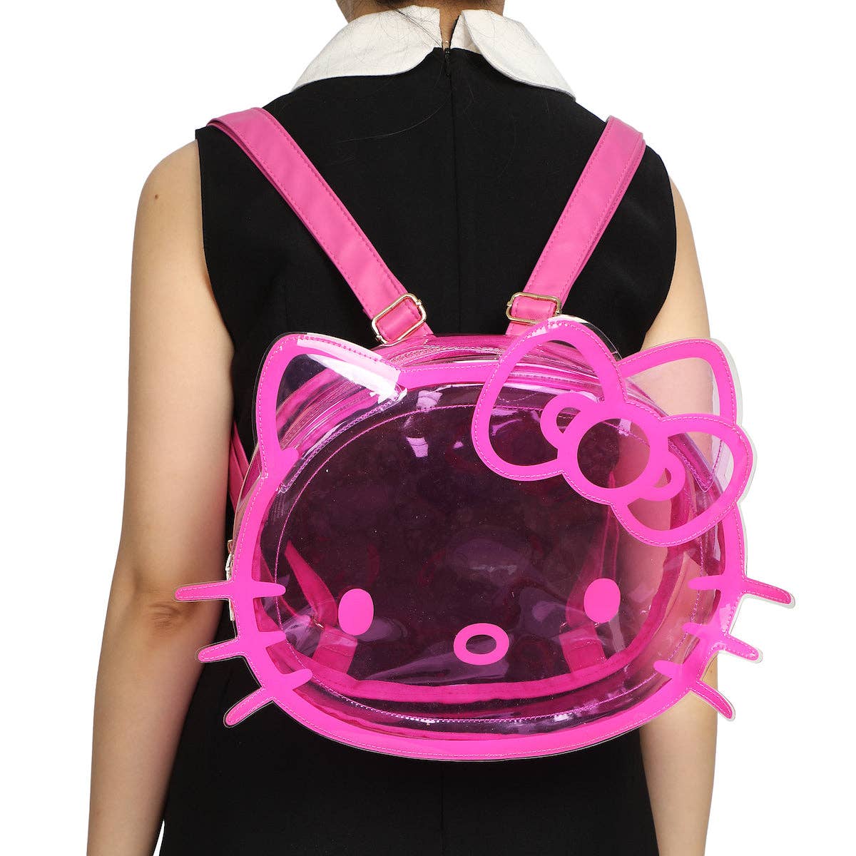 Hello Kitty Character Head Clear Adult Pink PVC 12" Mini Backpack