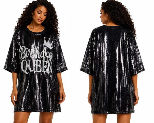 Birthday Queen Dress (black) fits small medium large