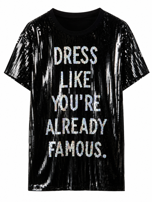 Famous sequin Black dress (one size) fits small medium large