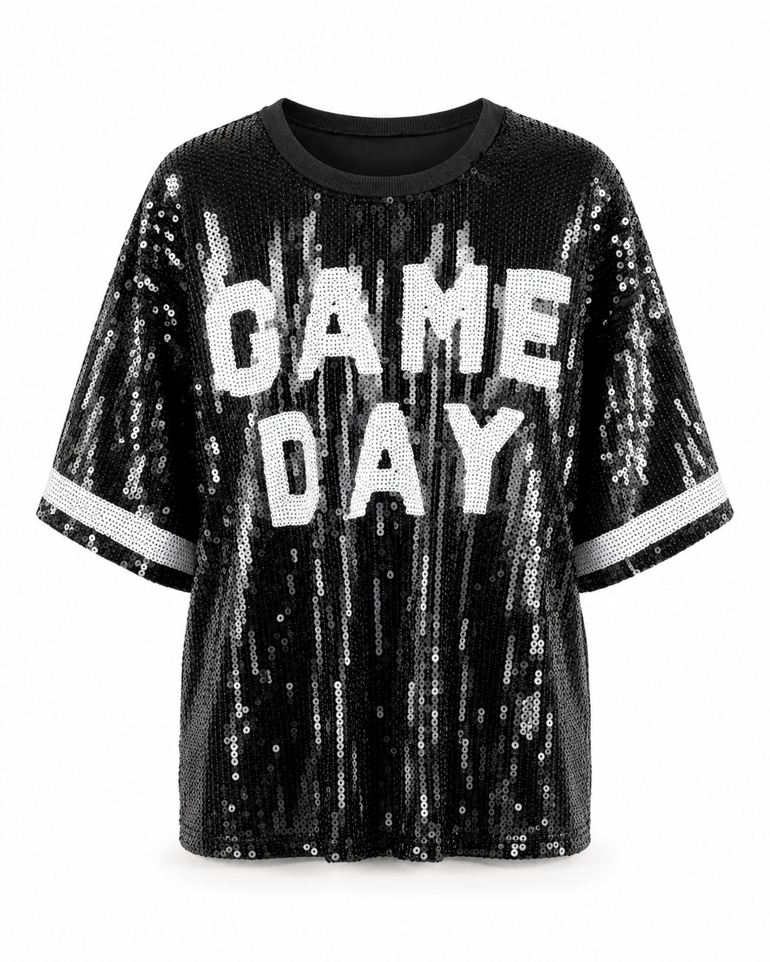 Black Sequin Game Day Top (One Size) Fits small, medium, large