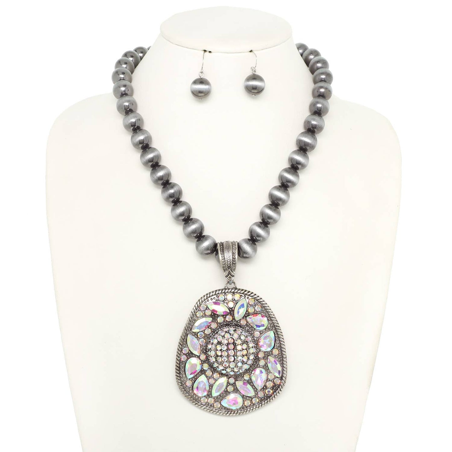 Western Crystal Cowboy Hat Necklace Set